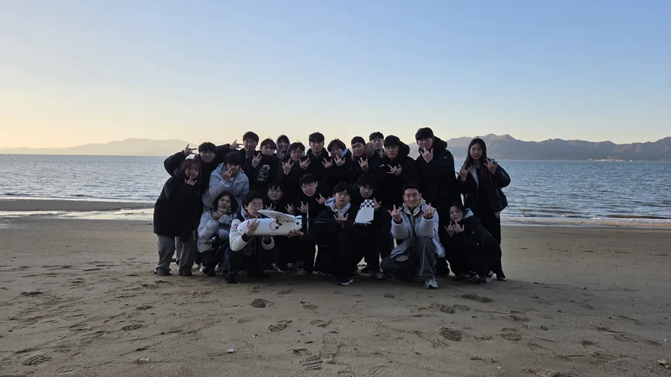 The team together by the sea on launch day.