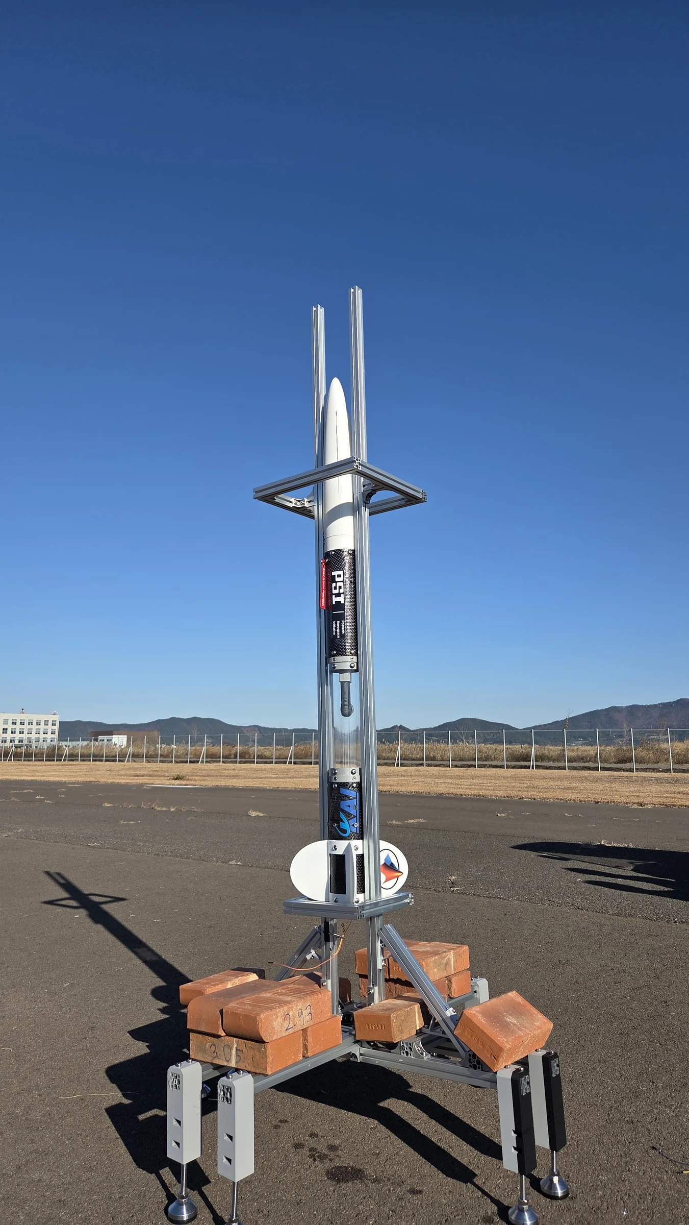 The complete PSI rocket on its launch support
